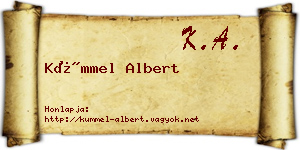 Kümmel Albert névjegykártya